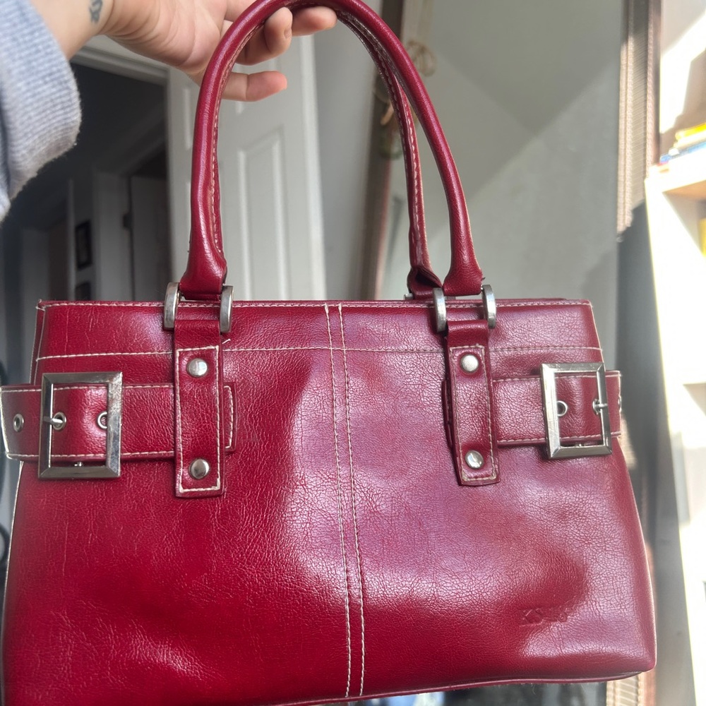KS 18 Women’s Structured Red Leather Tote Bag